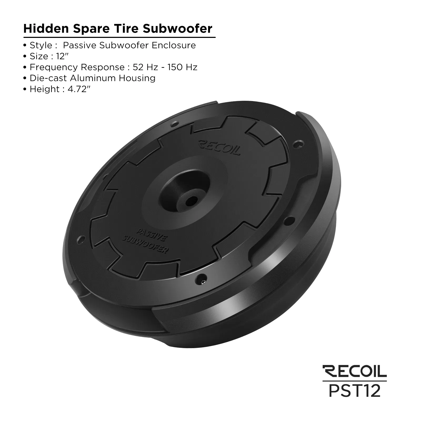 Pst12 Hidden 12” Passive Car Audio Spare Tire Subwoofer System