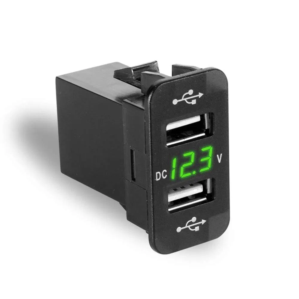 12V Dual USB Car Charger LED Voltmeter Adapter for Suzuki Toyota 40 X 20mm