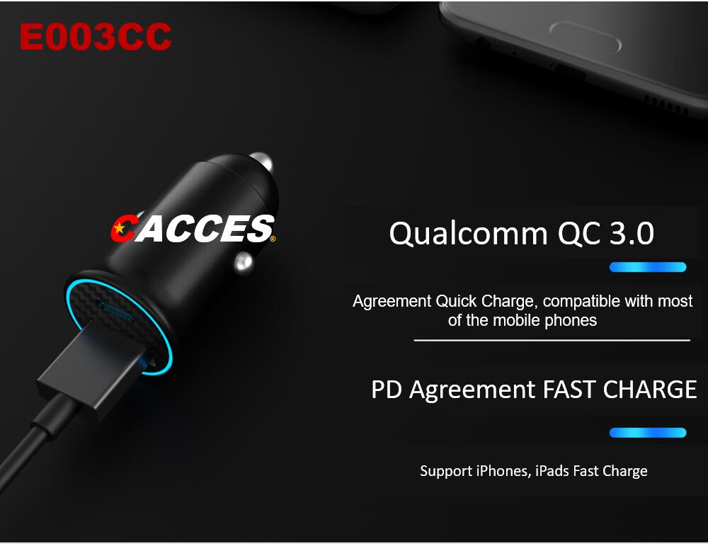 Mini Car Charger 4.8A/60W All Metal USB Car Charger Mini Flush Fit Car Adapter Dual Port Pd/Type C+USB QC3.0 Fast Charging for Moobile Phones, Tablets, Ipads