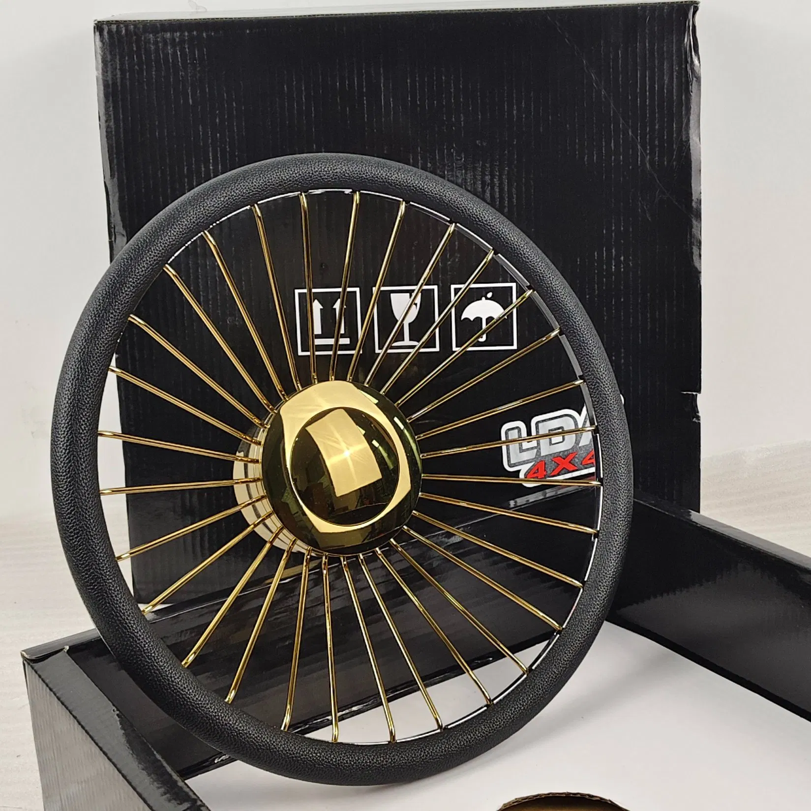 Car Decoration Classic Customizable Car Accessories Auto Parts 15" Alloy Gold Spoke Steering Wheel