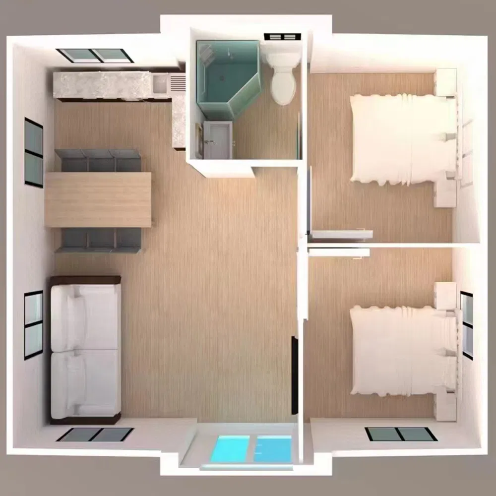 Imitation Wood Grain Double Storey Dormitory Modular Prefabricated Houses Prefab Home Container House