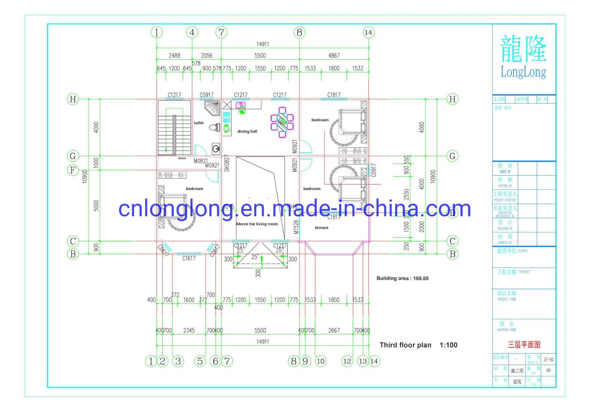 Customized Light Steel Villa Prefabricated Building Three-Storey House V8