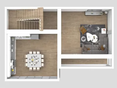 Living room and kitchen