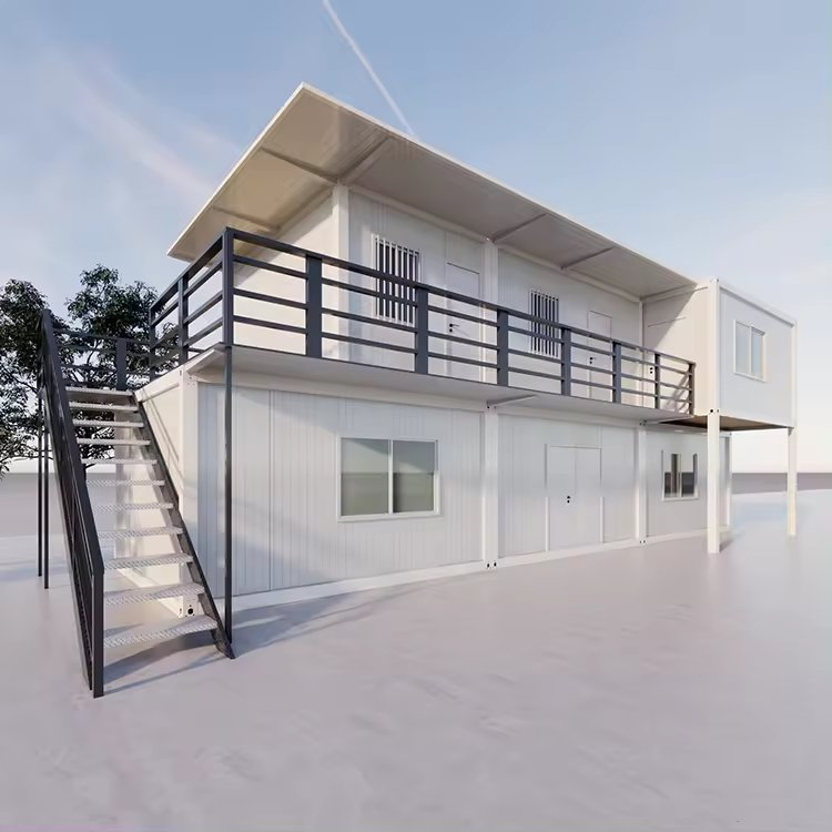 Customized Luxury Double-Layer Prefabricated Family Container House, Flat Packaging with Garage, Residential Apartment
