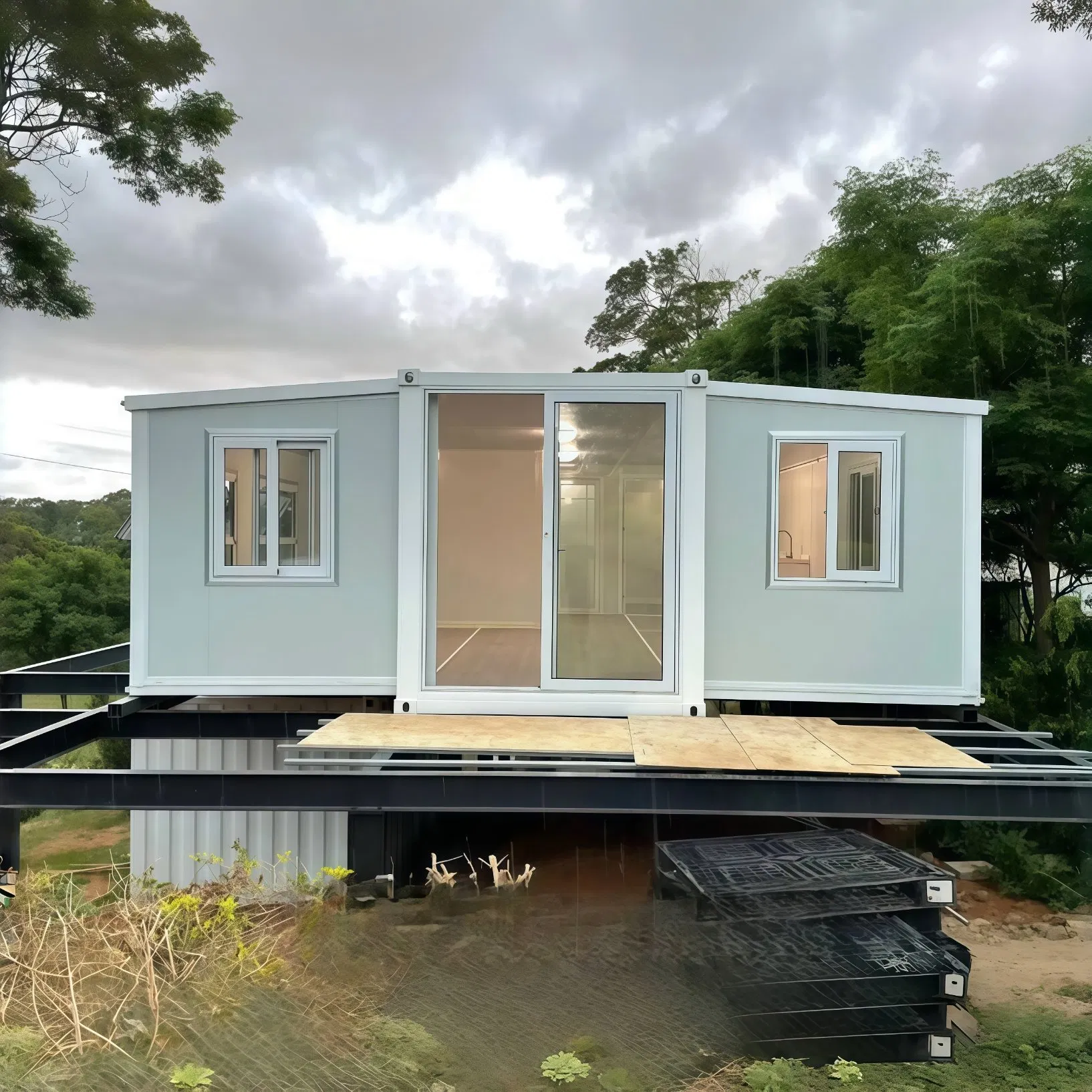 Sandwich Panel Container House Waterproof Office Building Prefab Warehouse Homes Prefabricated Folding Apartment with 2 Rooms