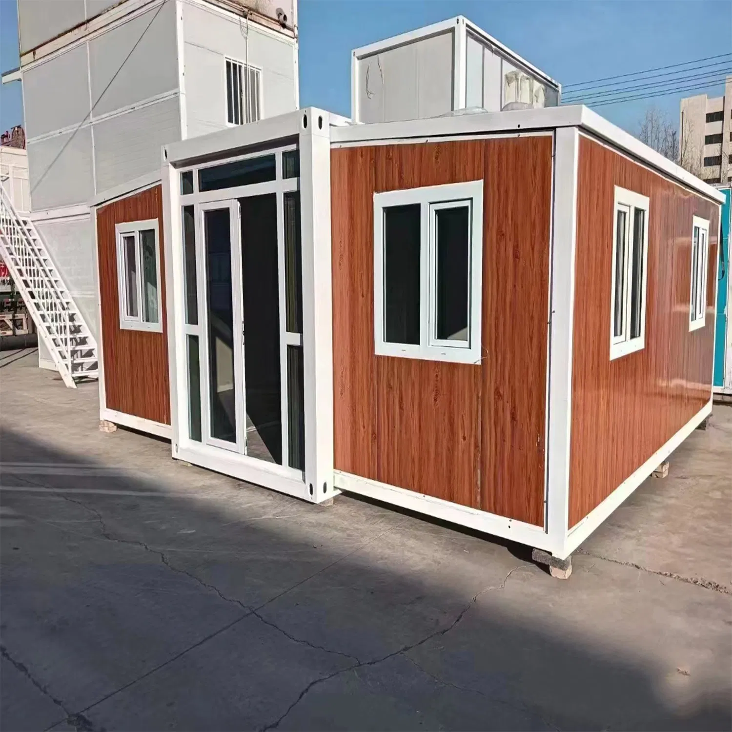 20 Foot Foldable Double Wing Three in One Family Container Residential Building with Steel Prefabricated Housing, Foldable House