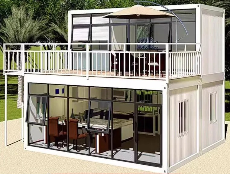 Flat Packed Prefabricated Container House with off Grid Solar Panel System