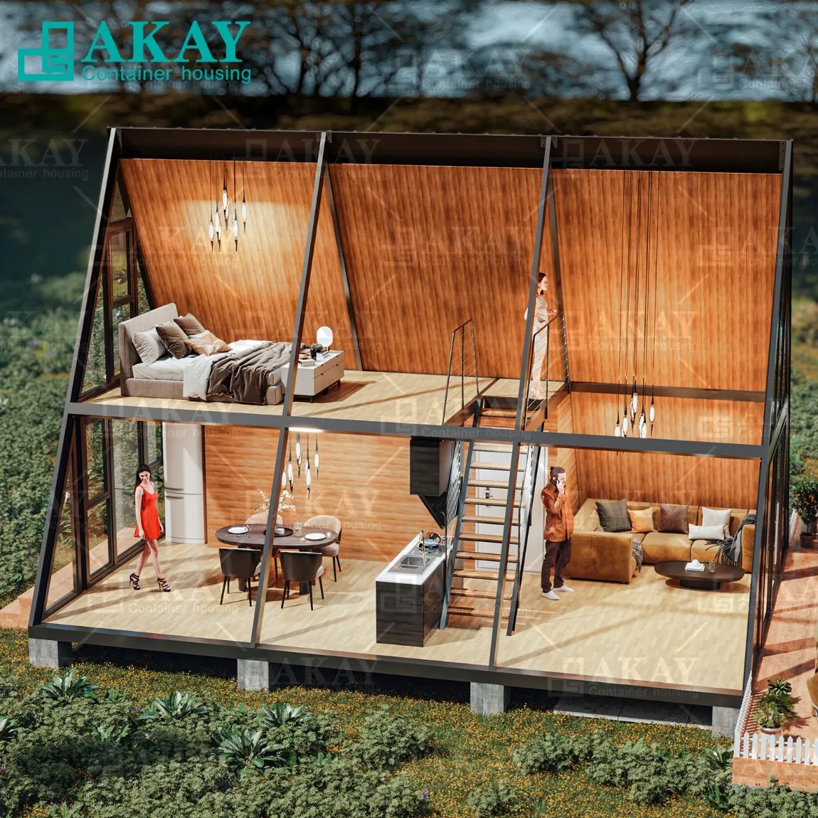 Luxury Frame Tiny House Triangle a Frame House Prefab Villa Heat-Insulated Portable Casa Contenedor Modular Homes Prefabricated House