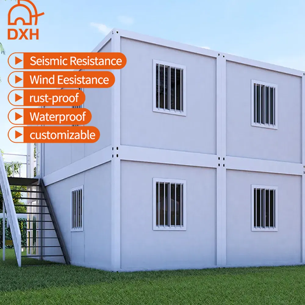 Prefab Flat Pack Mobile Office Prefabricated Luxury 20FT 10FT 15FT Custom Construction Labor Camping Store Prefab Home 2 Storey Container House