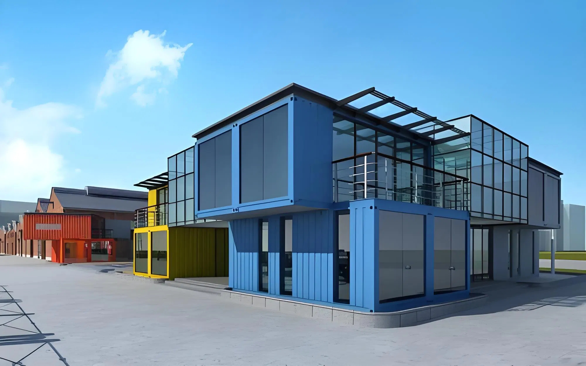 2 Storey Low Cost Prefab Homes Houses Steel Frame and EPS Sandwich Panel Modular Home Prefabricated -Building Apartment Flat Pack Container