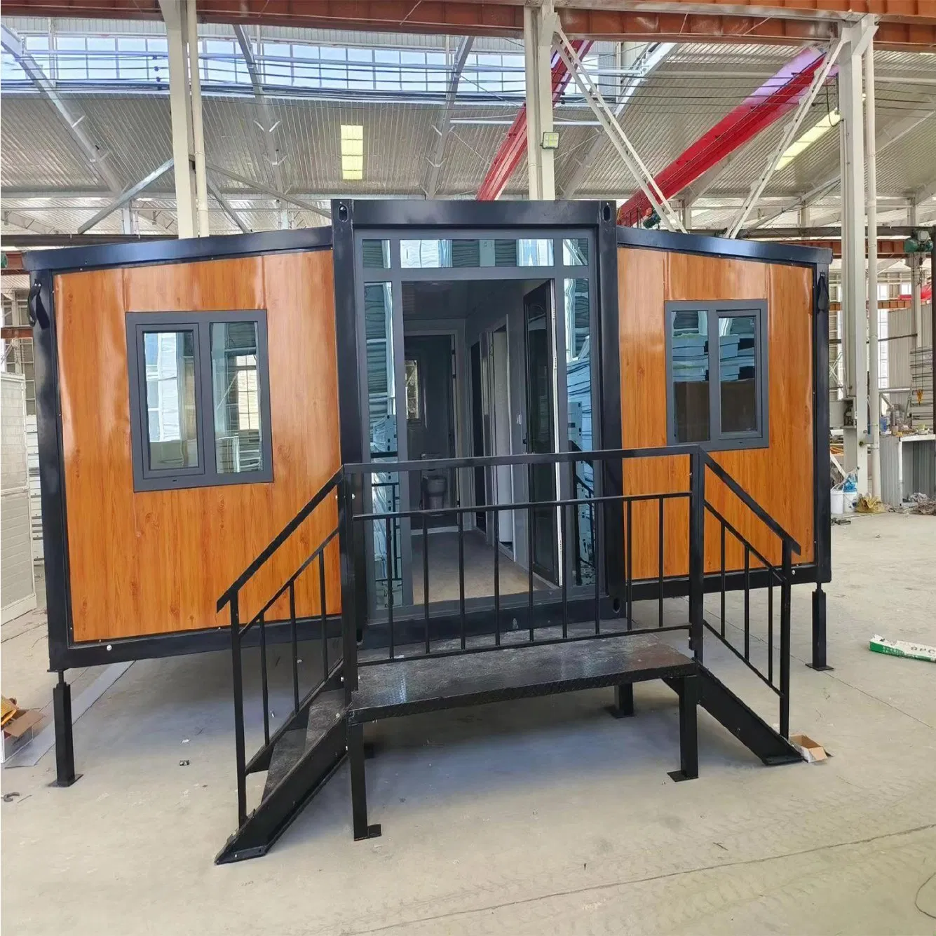 20 Foot Foldable Double Wing Three in One Family Container Residential Building with Steel Prefabricated Housing, Foldable House