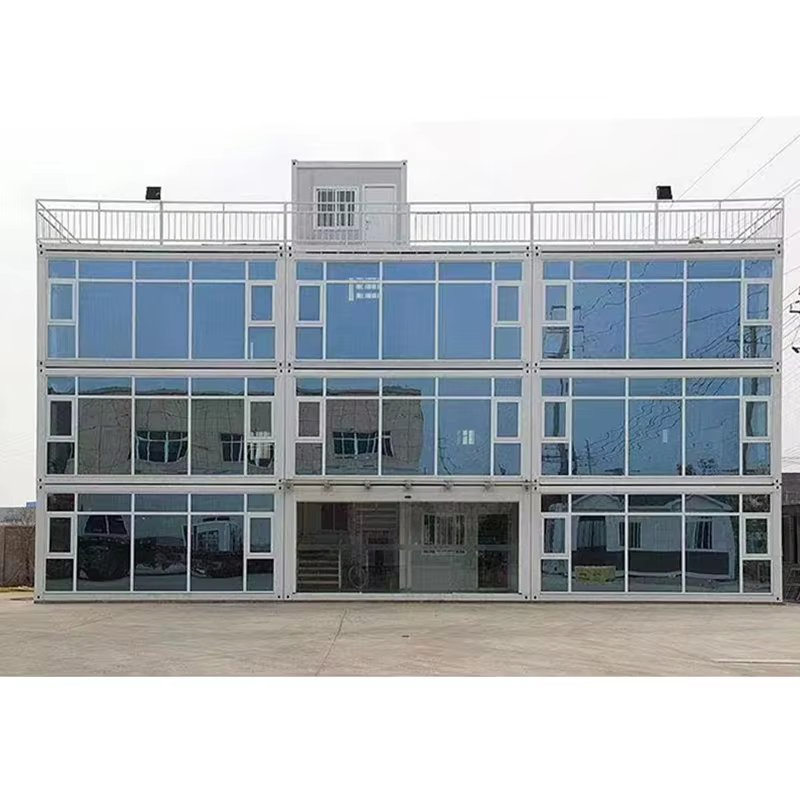 Wholesale Price Steel Frame Structure Prefabricated Portable Modular 3 Levels Glass Container Office with Bathroom Shower