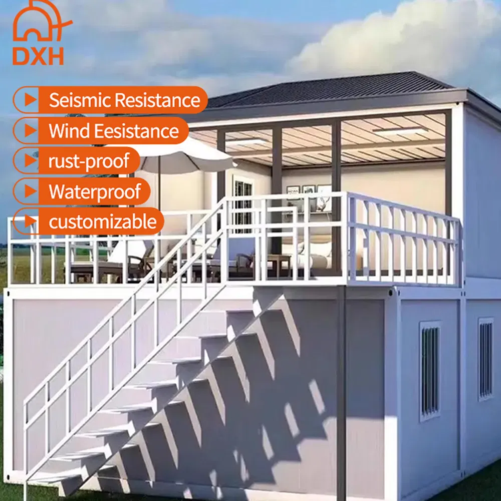 Prefab Flat Pack Mobile Office Prefabricated Luxury 20FT 10FT 15FT Custom Construction Labor Camping Store Prefab Home 2 Storey Container House