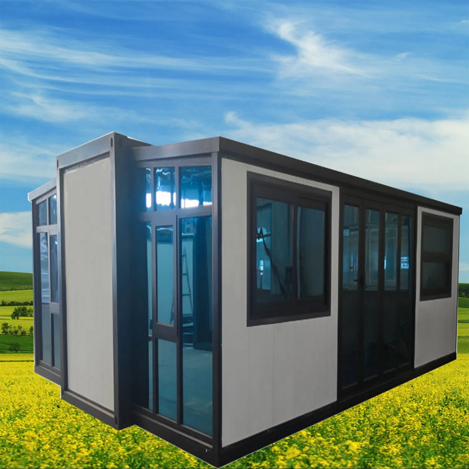 Prefabricated Family High-Quality Residential Buildingsglass Flat Packaging Container Houses, Using Steel Structural Materials High Prefabricated House