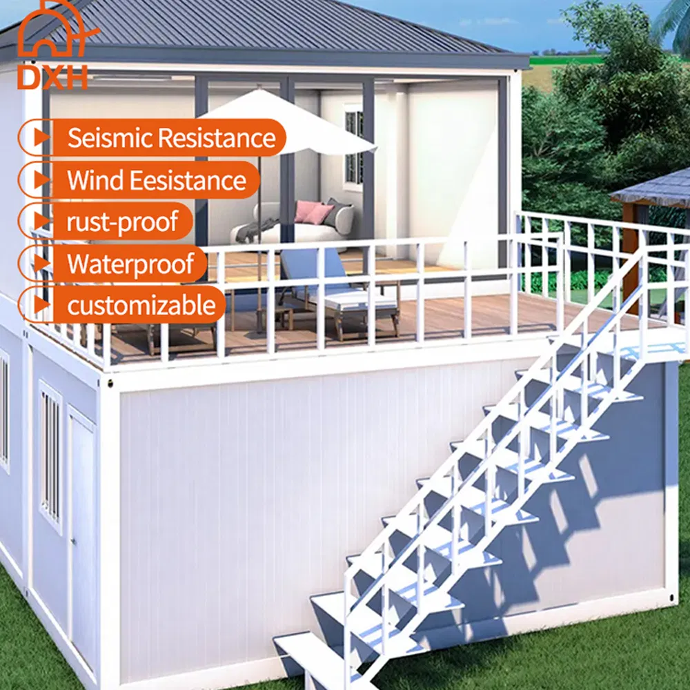 Prefab Flat Pack Mobile Office Prefabricated Luxury 20FT 10FT 15FT Custom Construction Labor Camping Store Prefab Home 2 Storey Container House