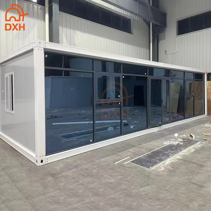 Dxh Customized Outdoor Hall Exhibition Hotel Villa Gym Living Dormitory China Prefabricated Glass Modular Homes Bedroom Prebricated Office Prefab School House
