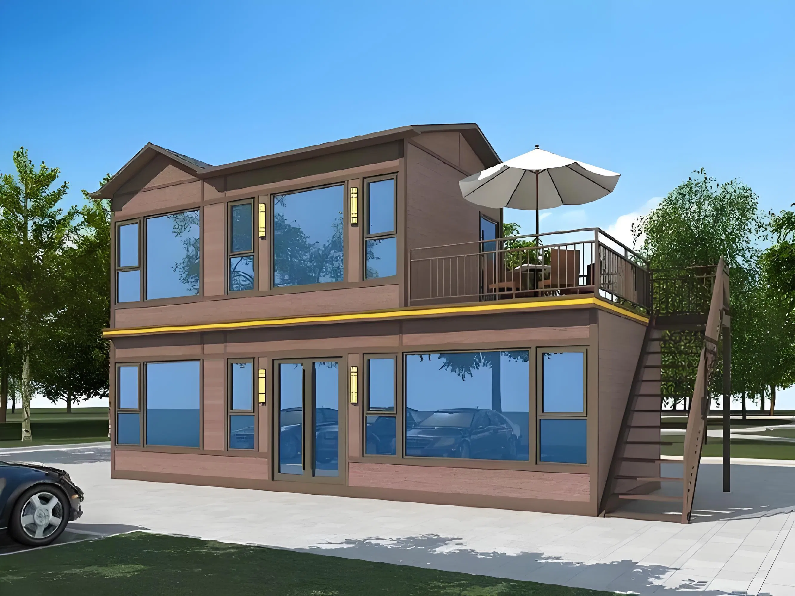 20FT Customized Warm Tiny Steel Modular Prefab Prefabricated Container House Home Villa with Terrace