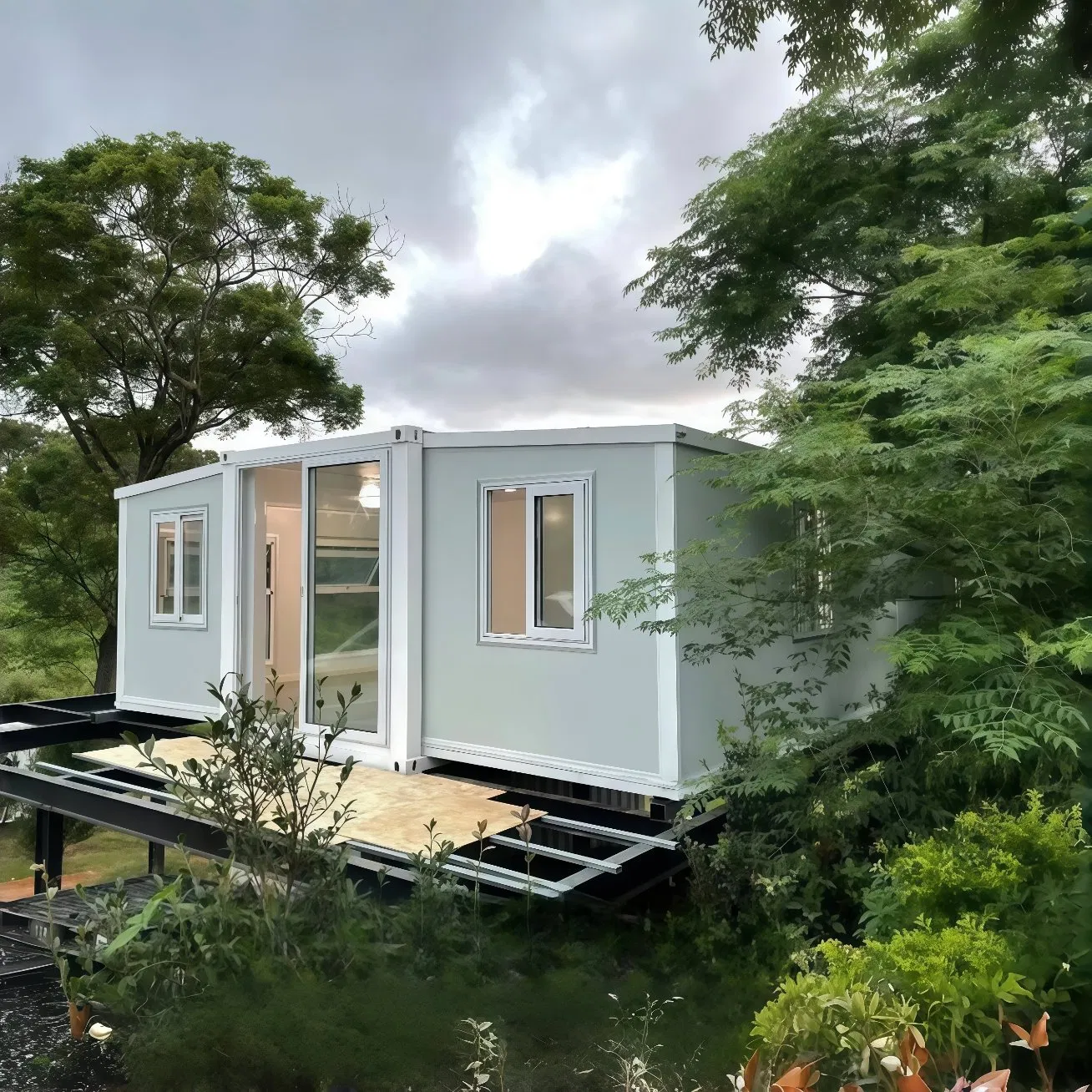 Sandwich Panel Container House Waterproof Office Building Prefab Warehouse Homes Prefabricated Folding Apartment with 2 Rooms