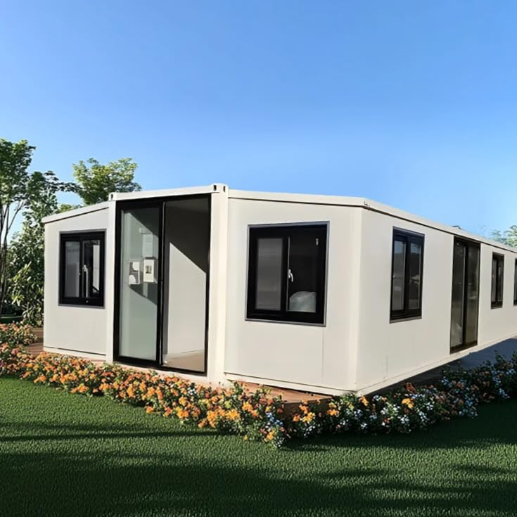Expandable Prefabricated House -Modular Foldable House Steel Frame House Portable Home for Office, Camping, Emergency Shelter -Quick Assembly &amp; Weatherproof