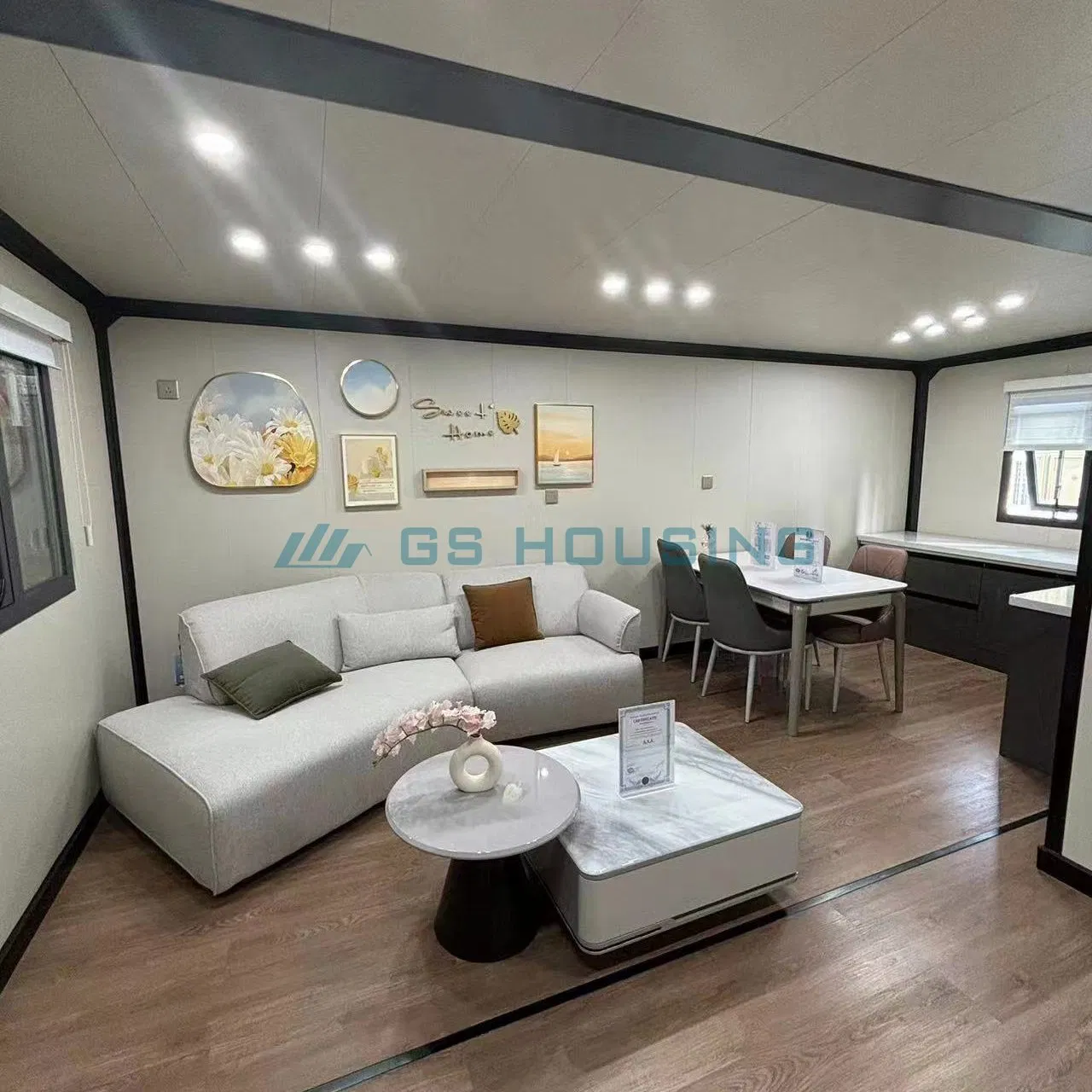 GS Housing EPS/ PUR /Rockwool Sandwich Panel Plastic Film Packaging Mobile House Expandable Office with Bathroom Kitchen Prefab Tiny Container House