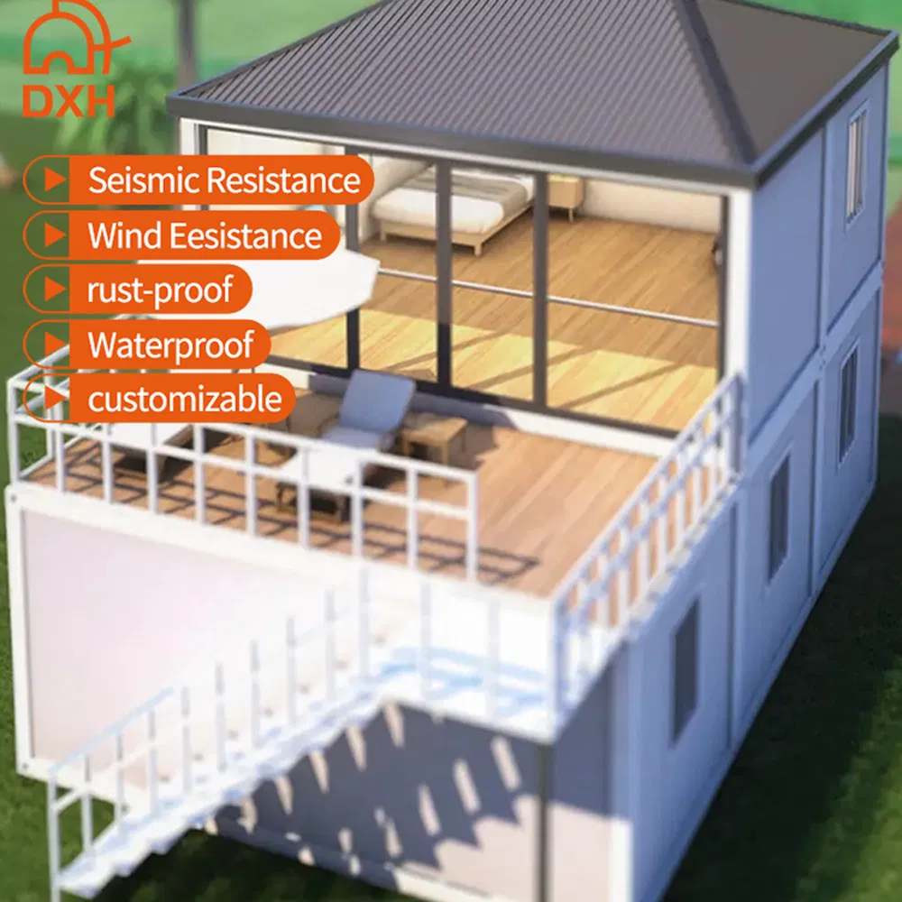 Prefab Flat Pack Mobile Office Prefabricated Luxury 20FT 10FT 15FT Custom Construction Labor Camping Store Prefab Home 2 Storey Container House