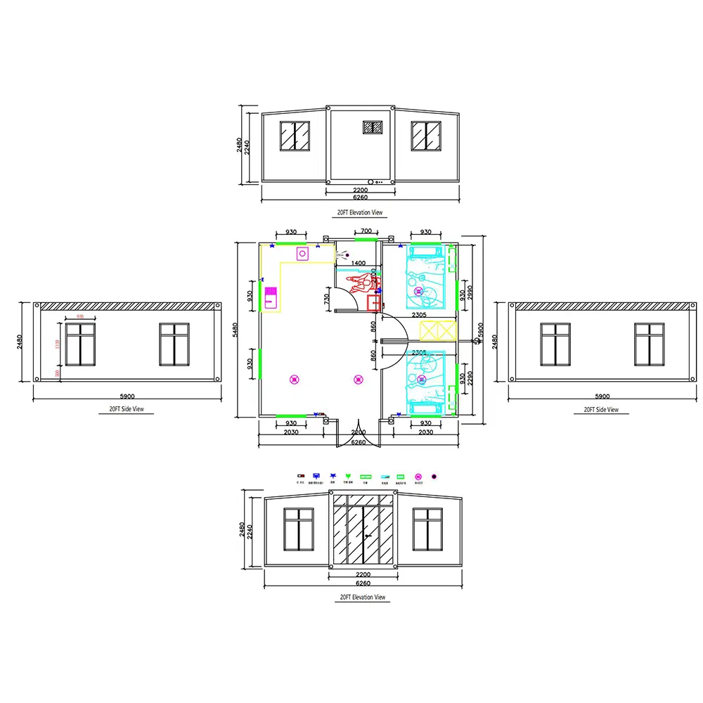 Imitation Wood Grain Double Storey Dormitory Modular Prefabricated Houses Prefab Home Container House