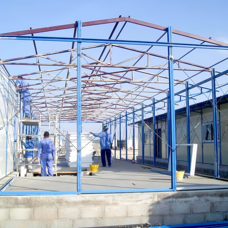 Waterproof EPS Sandwich Panel Prefab Warehouse Steel Structure House K/T Type House Prefabricated House Building