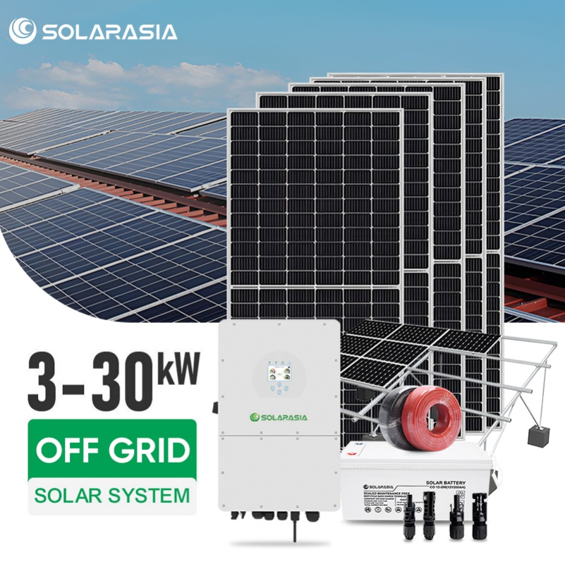 30kw Complete Solar System off-Grid Kit with Lithium Batteries Inverters Portable Solar Energy Best Efficiency Panels for Industrial Power Backup and Sustainabl