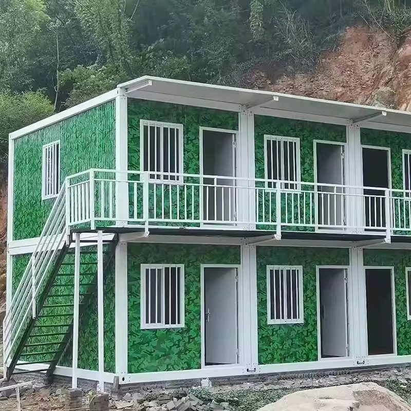 Quick Assembly Shop Use Prefabricated Glass Wall Mobile Office 2 Story Prefab Container House with Leisure Sunroom
