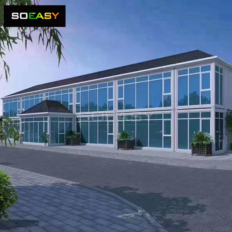 Luxury Glass Wall Flat Pack Container Office Use in Business District