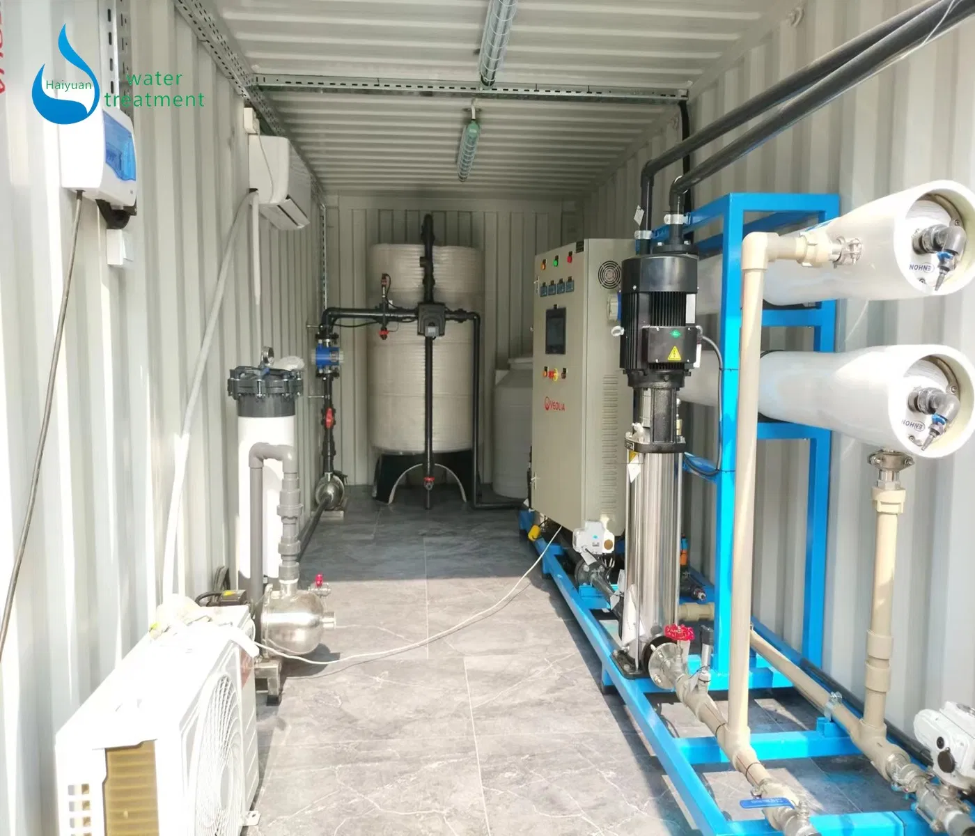Containerized Mobile Reverse Osmosis RO Seawater Desalination Treatment Water Purification Purifier System