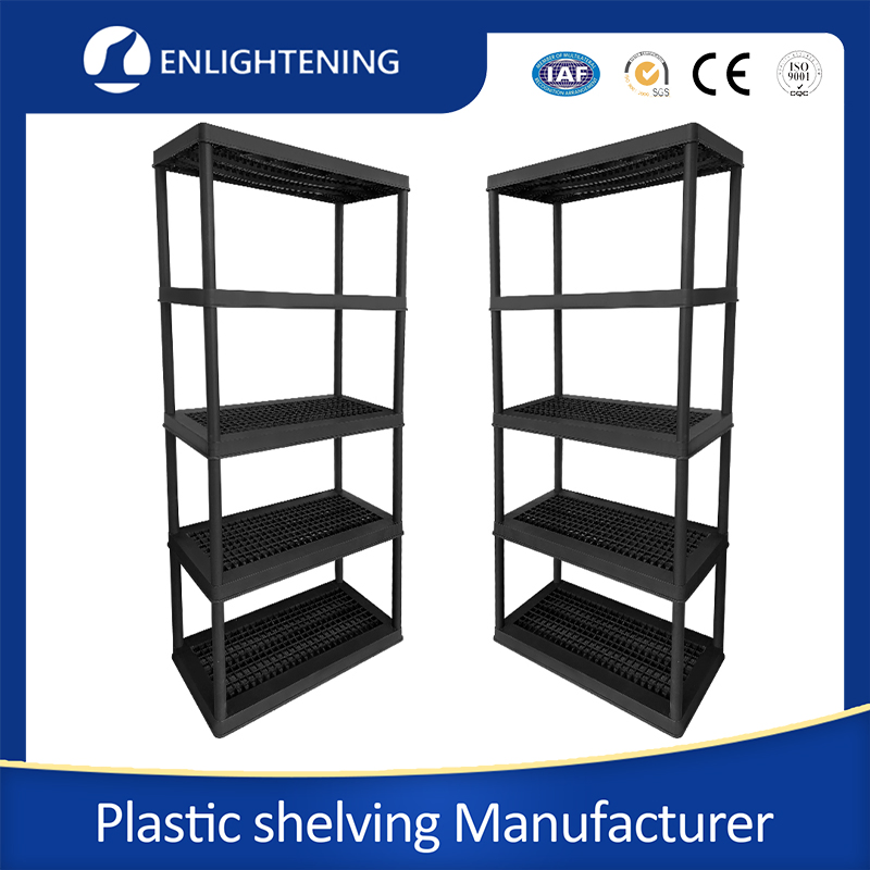Heavy Duty Black Ventilated Warehouse Rack Plastic Shelf Factory Wholesale Plastic Storage Shelves Units Shelving