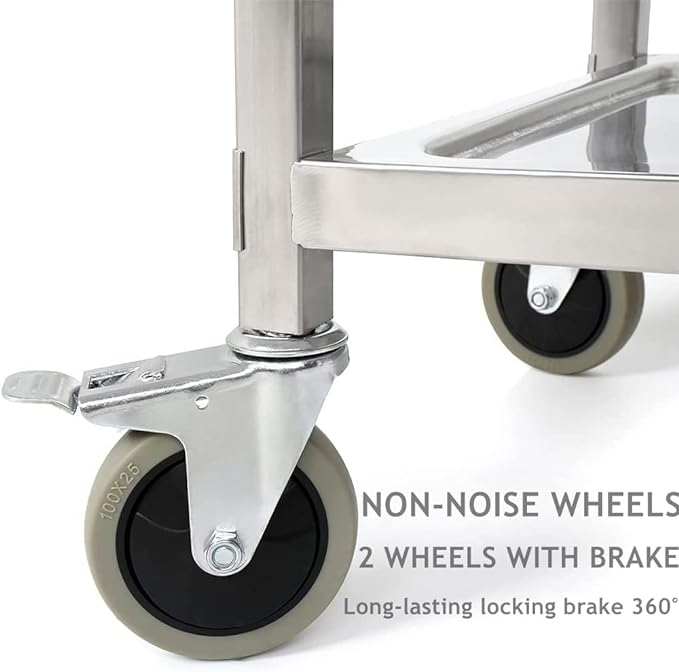 Collapsible Serving Cart with Wheels, 300lbs Commercial Kitchen