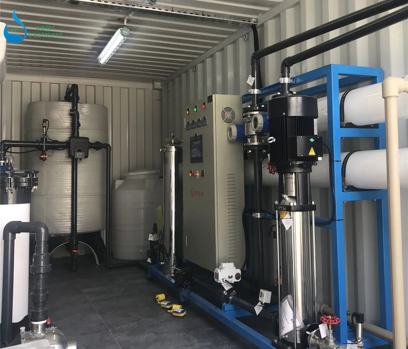 Containerized Mobile Reverse Osmosis RO Seawater Desalination Treatment Water Purification Purifier System
