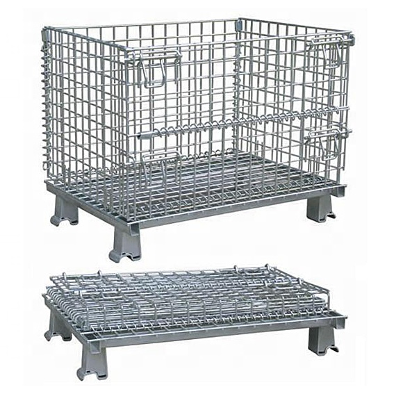 Heavy-Duty Collapsible Wire Mesh Storage Containers Warehouse Cage Rack