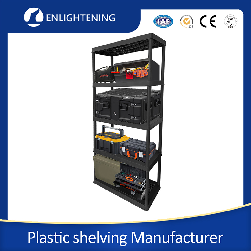 Heavy Duty Black Ventilated Warehouse Rack Plastic Shelf Factory Wholesale Plastic Storage Shelves Units Shelving