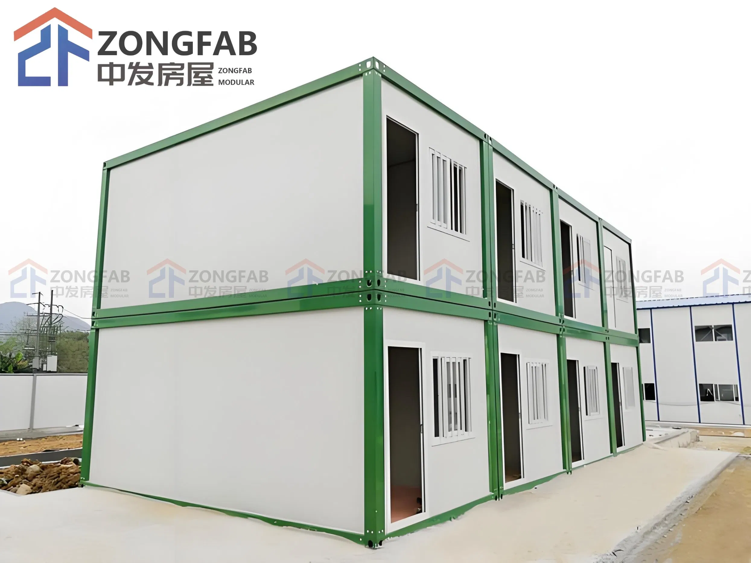 Factory Construction Site Fireproof Shipping Glass 20FT Wall Container Prefab Modular Office Flat Pack Container Camp