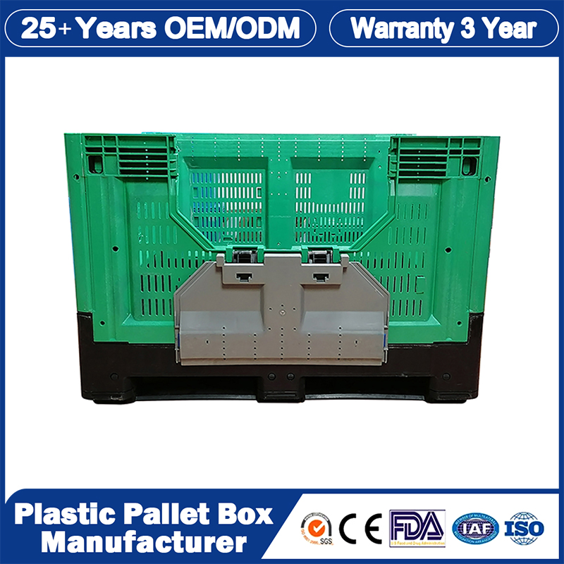 1200*1000*810mm Plastic Pallet Bin Manufacturer Solid Harvest Collapsible Rigid Foldable Stackable Storage Mesh Insulated Fish Sleeve Container Bin with Lid