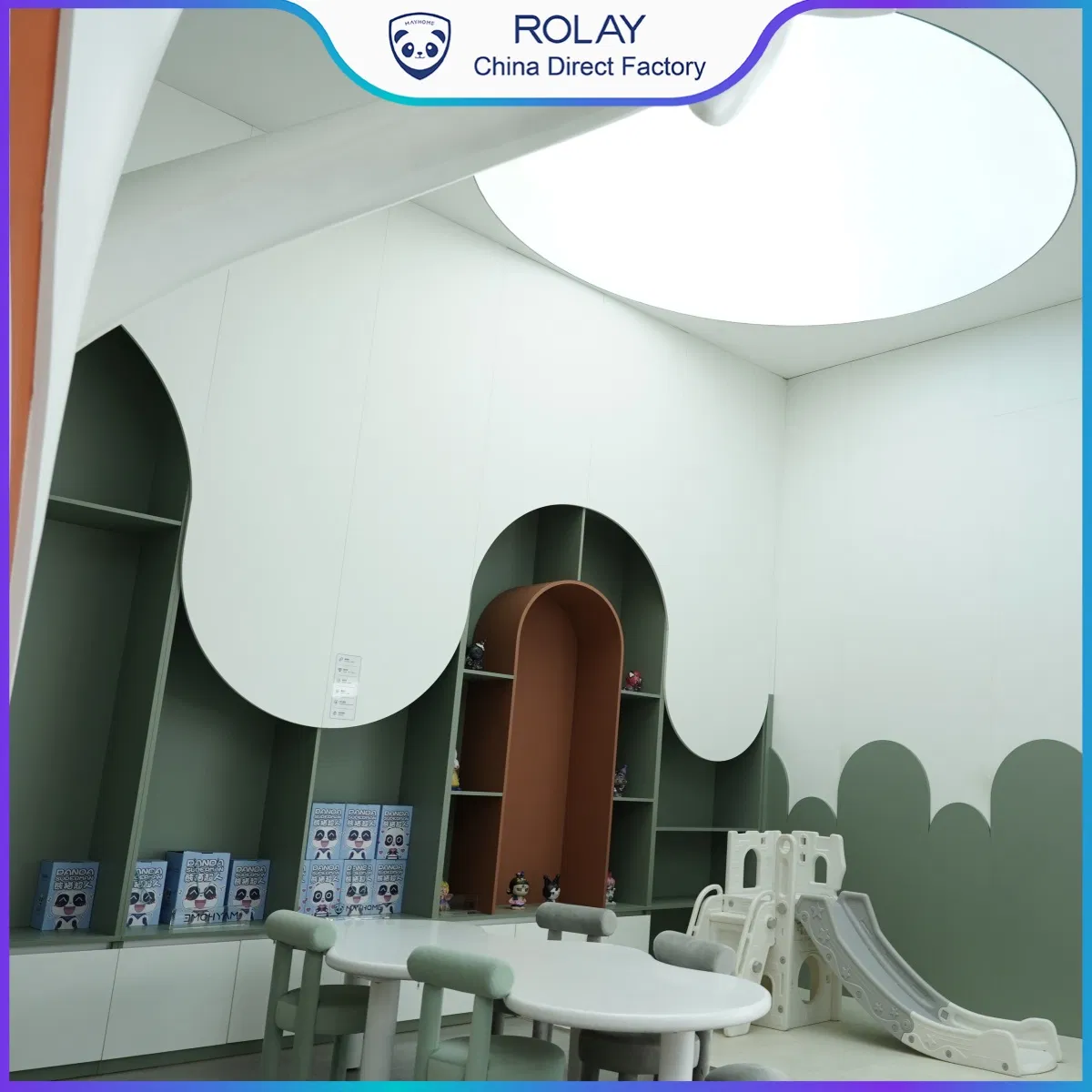 Customized Formaldehyde Free Eco-Friendly Reading Area Display Shelf Modular Toy Cabinet Learning Unit