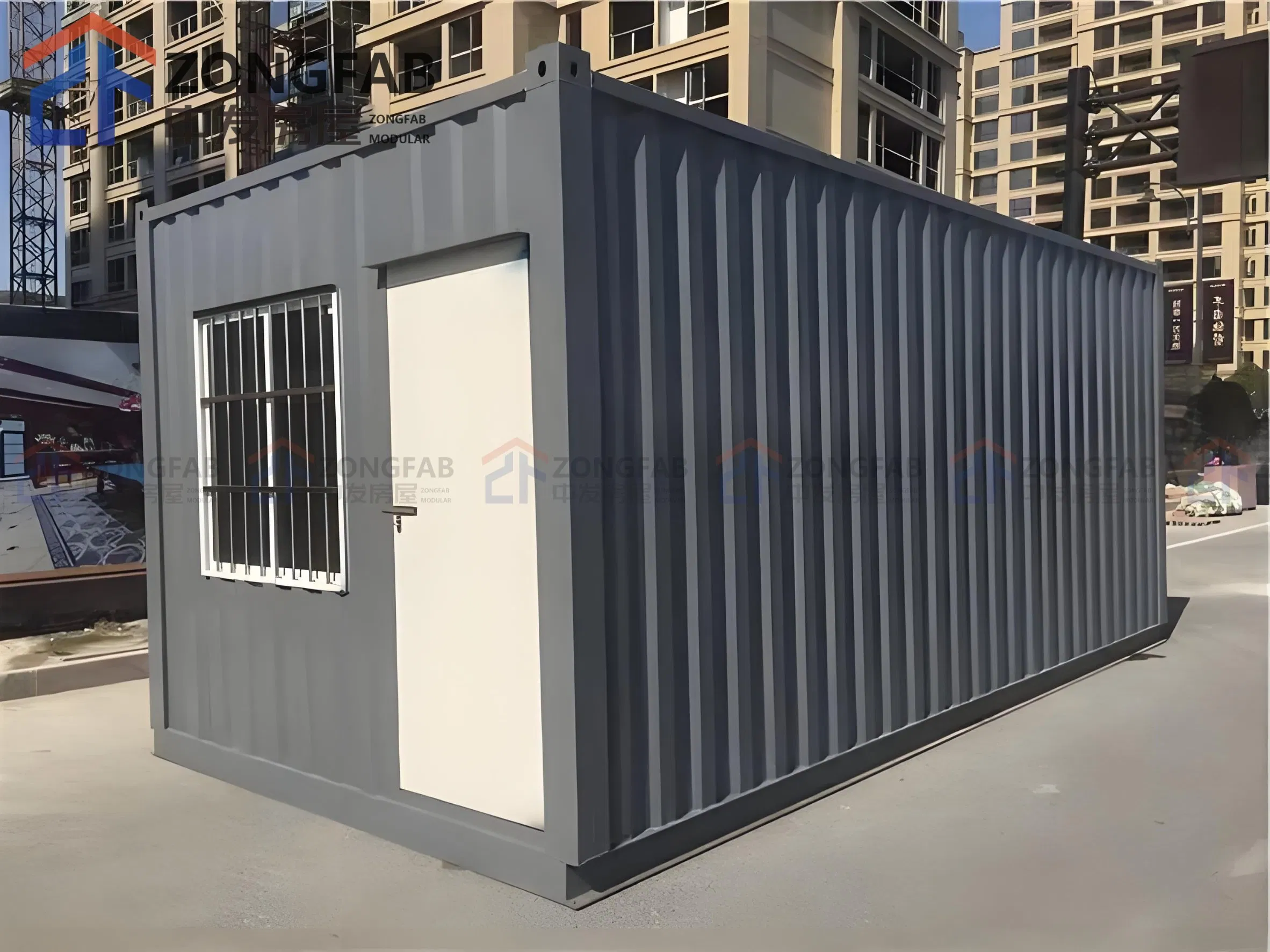 Factory Construction Site Fireproof Shipping Glass 20FT Wall Container Prefab Modular Office Flat Pack Container Camp