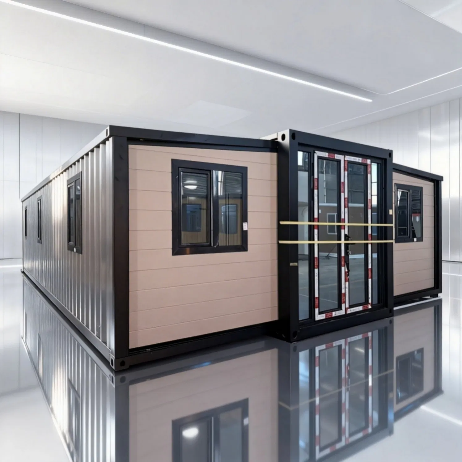 40FT Double Wing Expandable Modular Unit with 8mm Heavy Duty Lugs and 0.27mm Orange Peel Corrugated Surface Finish