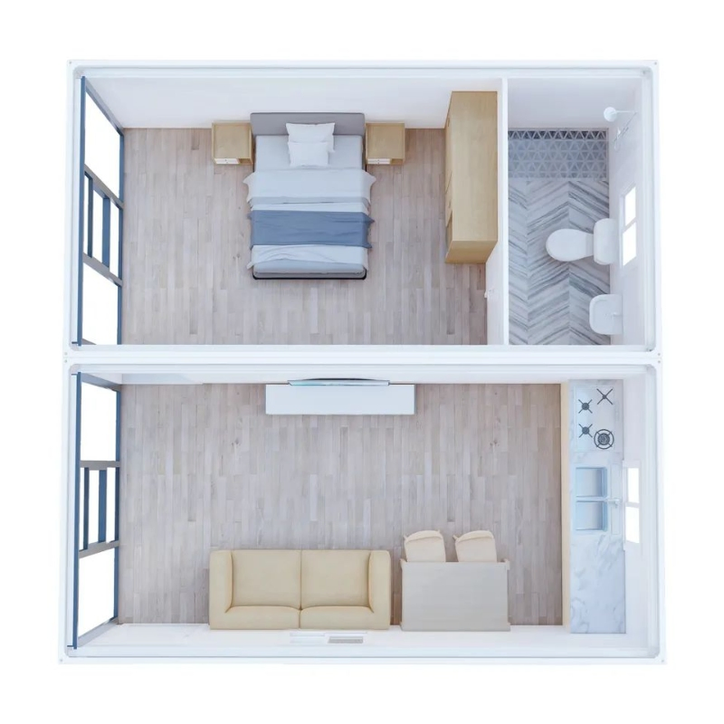 Thermal Insulated Detachable Container House Light Steel Prefab Villa Fireproof Sandwich Panel Residential Home