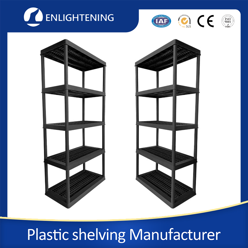 Heavy Duty Black Ventilated Warehouse Rack Plastic Shelf Factory Wholesale Plastic Storage Shelves Units Shelving