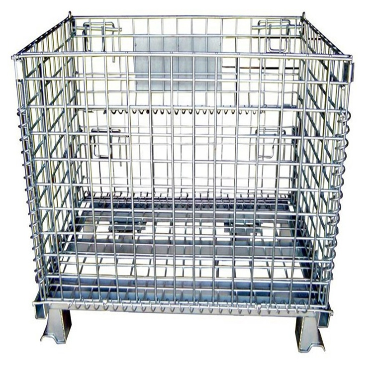 Heavy-Duty Collapsible Wire Mesh Storage Containers Warehouse Cage Rack