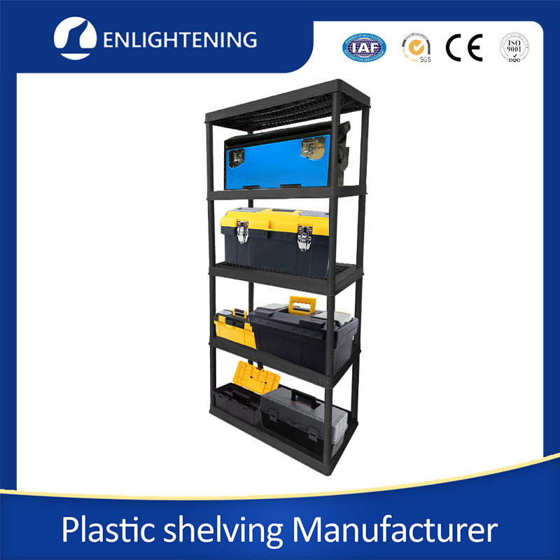 Heavy Duty Black Ventilated Warehouse Rack Plastic Shelf Factory Wholesale Plastic Storage Shelves Units Shelving