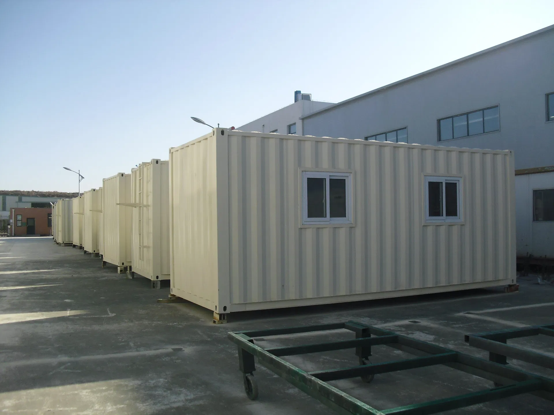 Galvanized Steel Portable Cabins with Glass Windows and Orange Interior