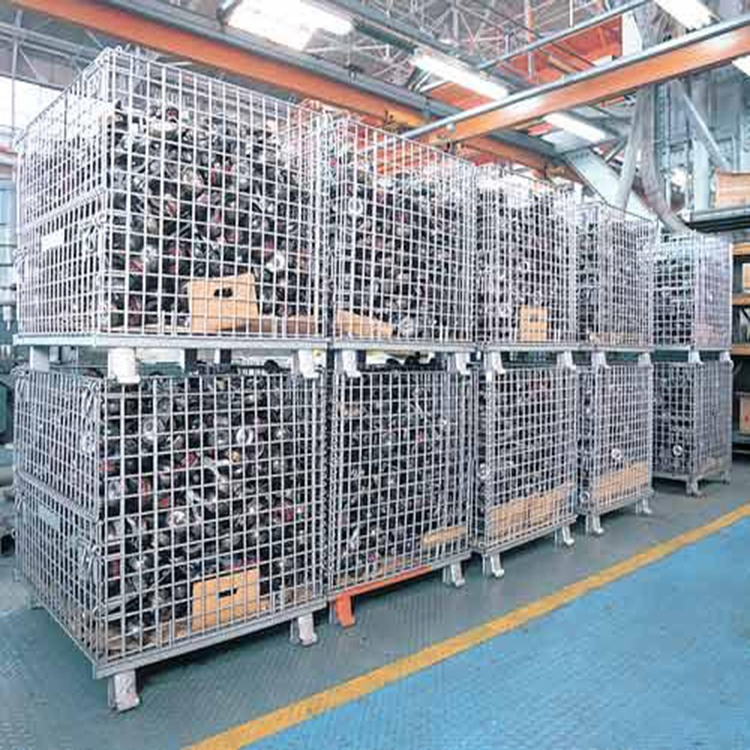 Heavy-Duty Collapsible Wire Mesh Storage Containers Warehouse Cage Rack