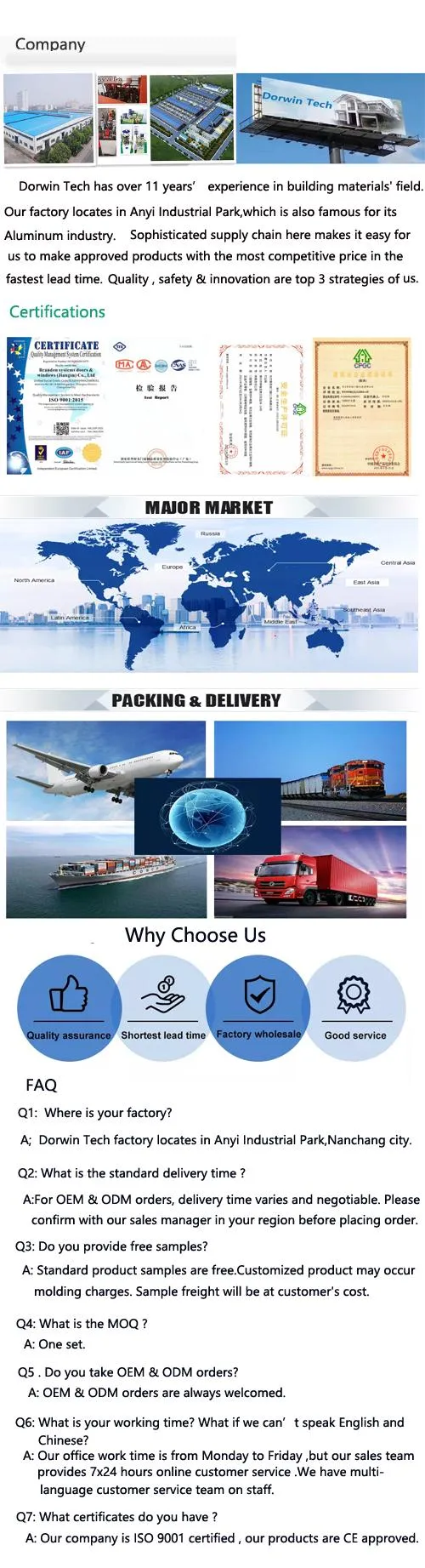 Product Layout and Sizes