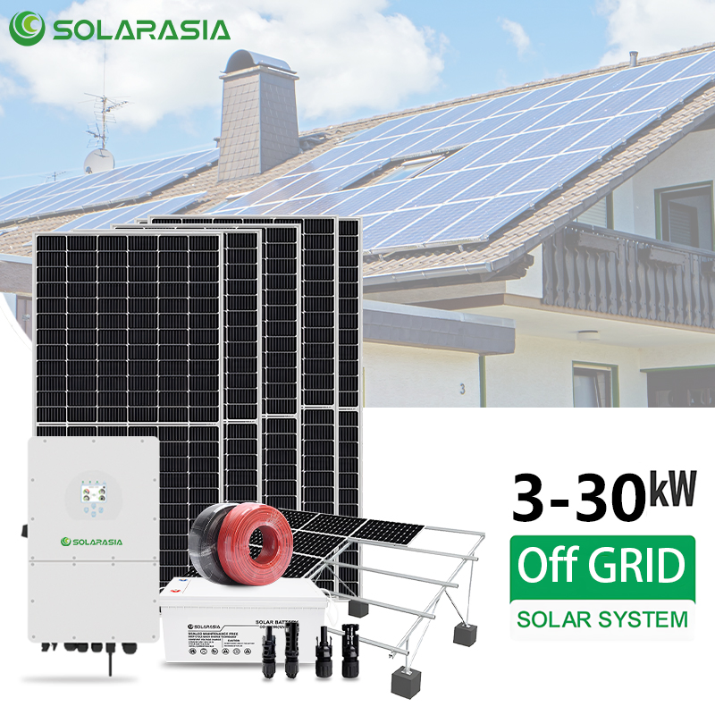 5kw 10kw 20kw 30kw off-Grid Solar Power System Complete Kit All-in-One High-Efficiency Photovoltaic Energy with Lithium Battery Inverter Best Panels