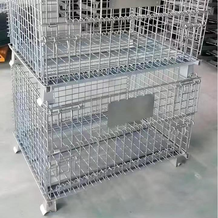 Heavy-Duty Collapsible Wire Mesh Storage Containers Warehouse Cage Rack